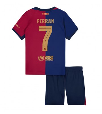 Barcelona Ferran Torres #7 Primera Equipación Niños 2024-25 Manga Corta (+ Pantalones cortos)